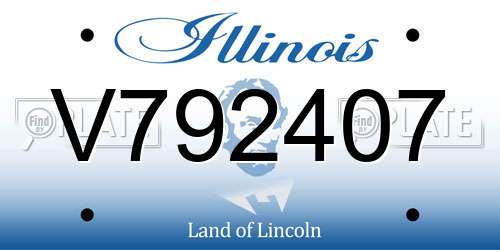 V792407 Illinois License Plate