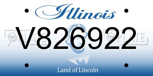 V826922 Illinois License Plate