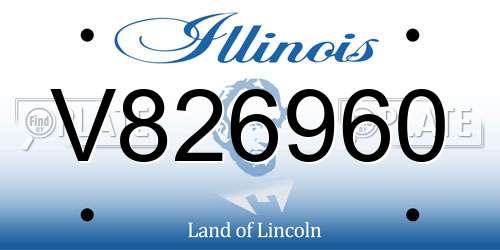 V826960 Illinois License Plate