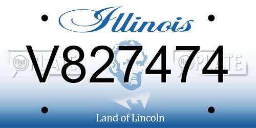 V827474 Illinois License Plate
