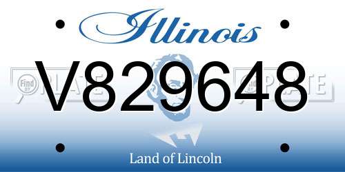 V829648 Illinois License Plate