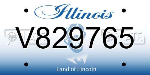 V829765 Illinois License Plate