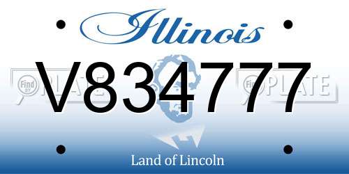 V834777 Illinois License Plate