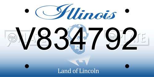 V834792 Illinois License Plate
