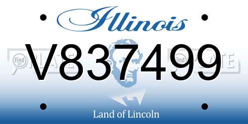 V837499 Illinois License Plate