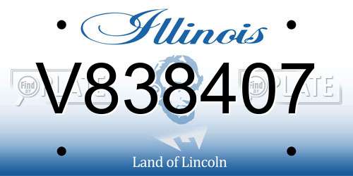 V838407 Illinois License Plate