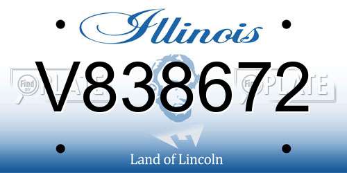V838672 Illinois License Plate