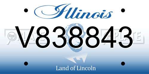 V838843 Illinois License Plate
