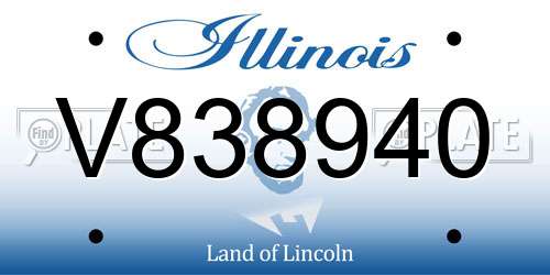 V838940 Illinois License Plate