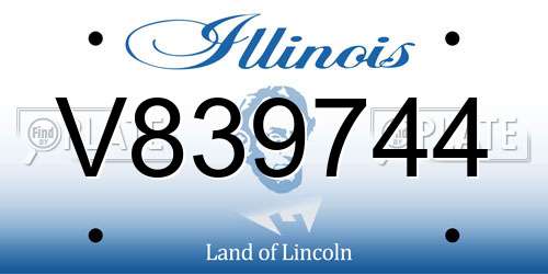 V839744 Illinois License Plate