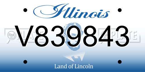 V839843 Illinois License Plate