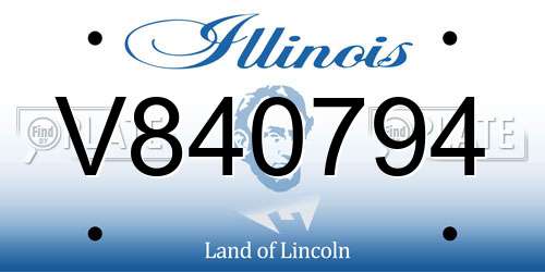 V840794 Illinois License Plate