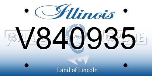 V840935 Illinois License Plate