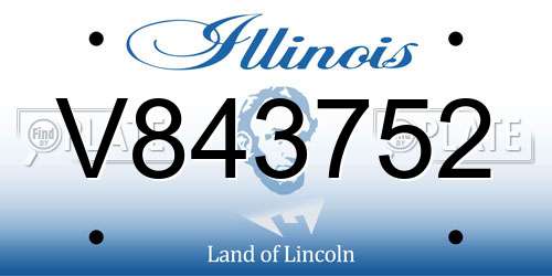 V843752 Illinois License Plate