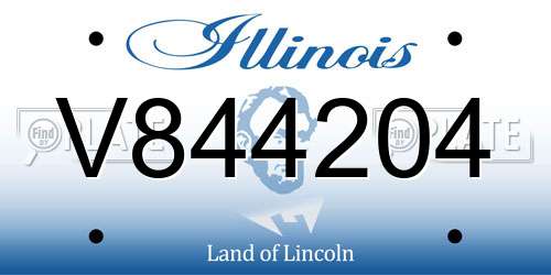 V844204 Illinois License Plate