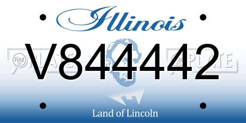 V844442 Illinois License Plate