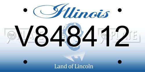 V848412 Illinois License Plate