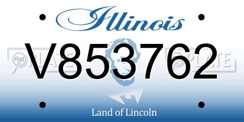 V853762 Illinois License Plate