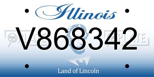 V868342 Illinois License Plate