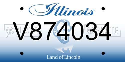 V874034 Illinois License Plate