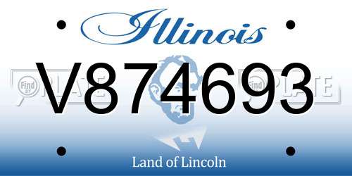 V874693 Illinois License Plate