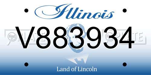V883934 Illinois License Plate