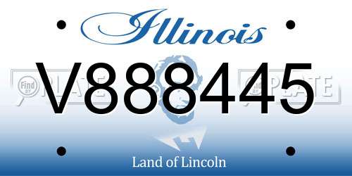 V888445 Illinois License Plate