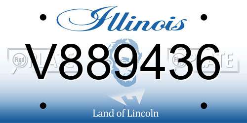 V889436 Illinois License Plate