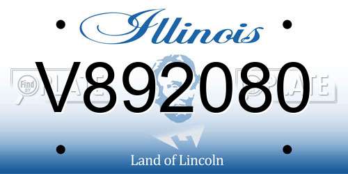 V892080 Illinois License Plate