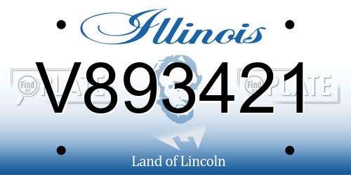 V893421 Illinois License Plate