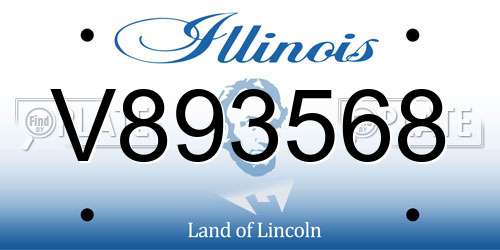 V893568 Illinois License Plate