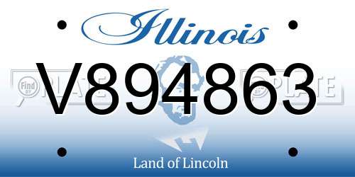 V894863 Illinois License Plate