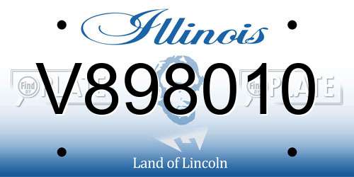 V898010 Illinois License Plate