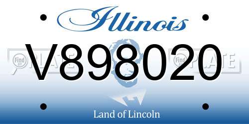 V898020 Illinois License Plate