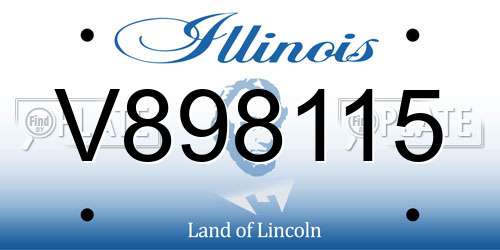 V898115 Illinois License Plate