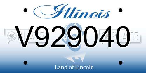 V929040 Illinois License Plate
