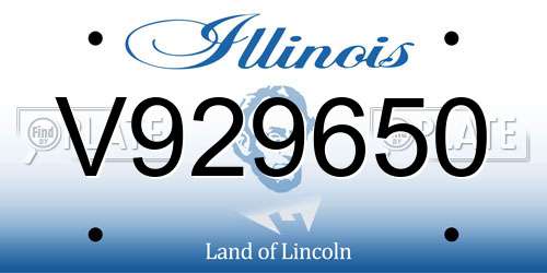 V929650 Illinois License Plate