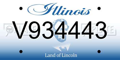 V934443 Illinois License Plate