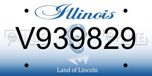 V939829 Illinois License Plate