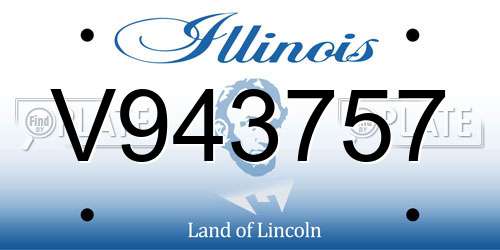 V943757 Illinois License Plate