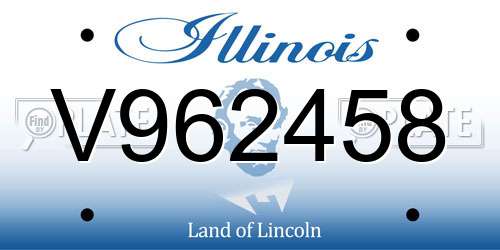 V962458 Illinois License Plate