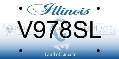 V978SL Illinois License Plate