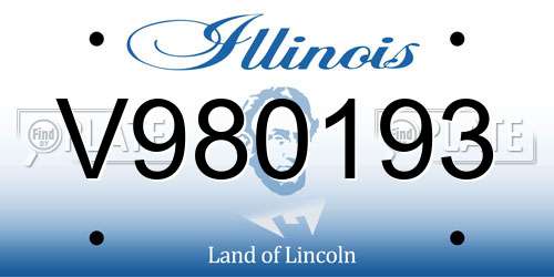 V980193 Illinois License Plate