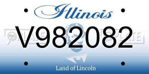 V982082 Illinois License Plate