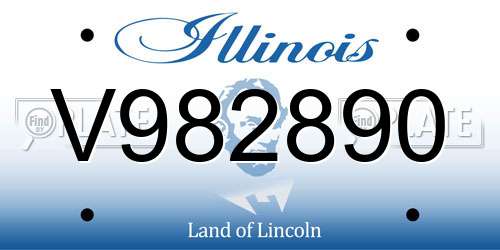 V982890 Illinois License Plate