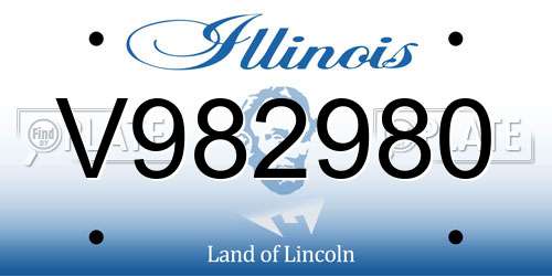 V982980 Illinois License Plate