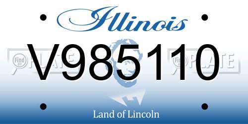 V985110 Illinois License Plate