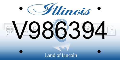 V986394 Illinois License Plate