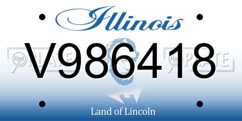 V986418 Illinois License Plate