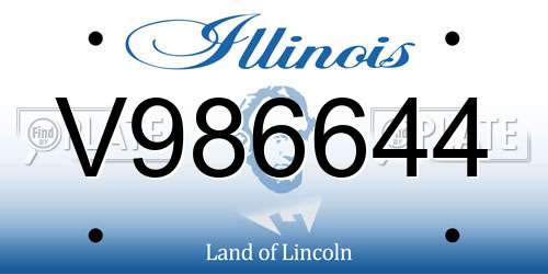 V986644 Illinois License Plate